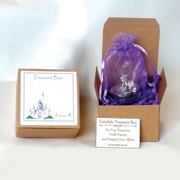 Silver Tone Polished Pewter Frog Prince w Crown Tooth Fairy Trinket Treasure Box - Picture 3 of 3